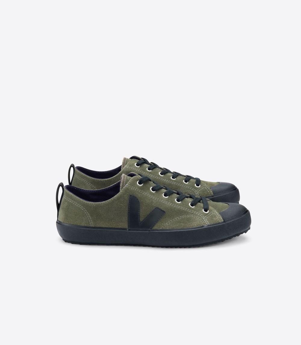 Tenis Veja Mujer - Nova Suede - Verde Oliva/Negros - 167KWTFIR